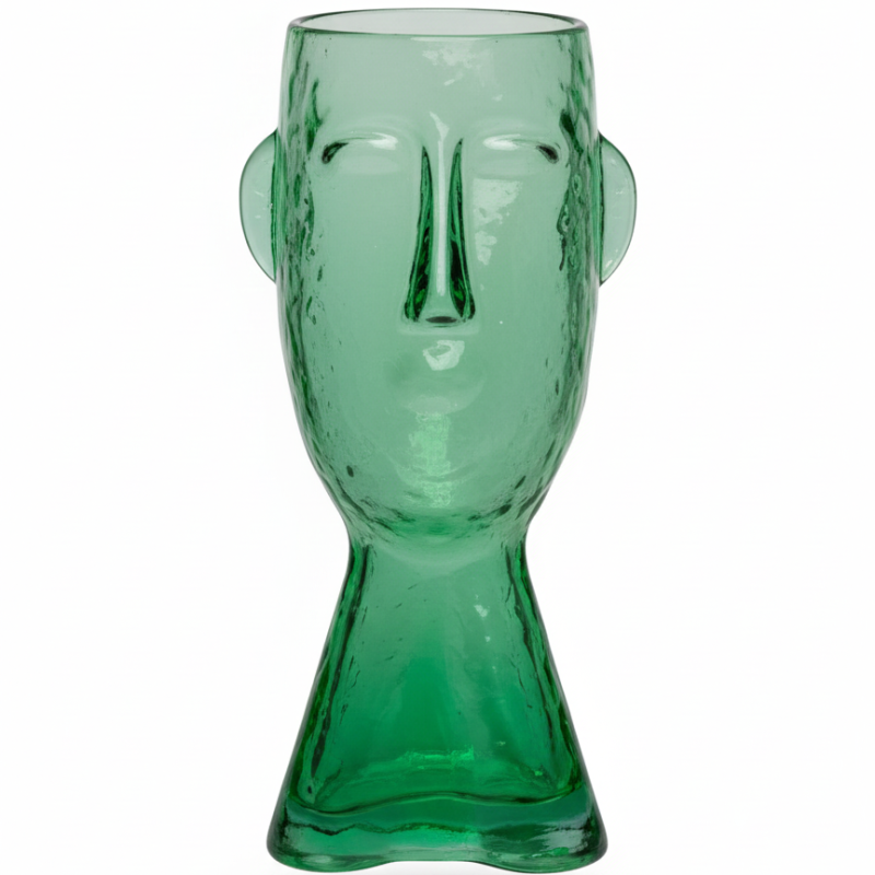 florero de crital con forma de rostro