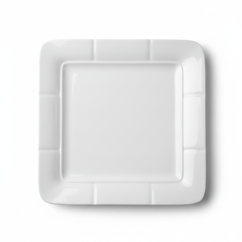Plato llano cuadrado blanco