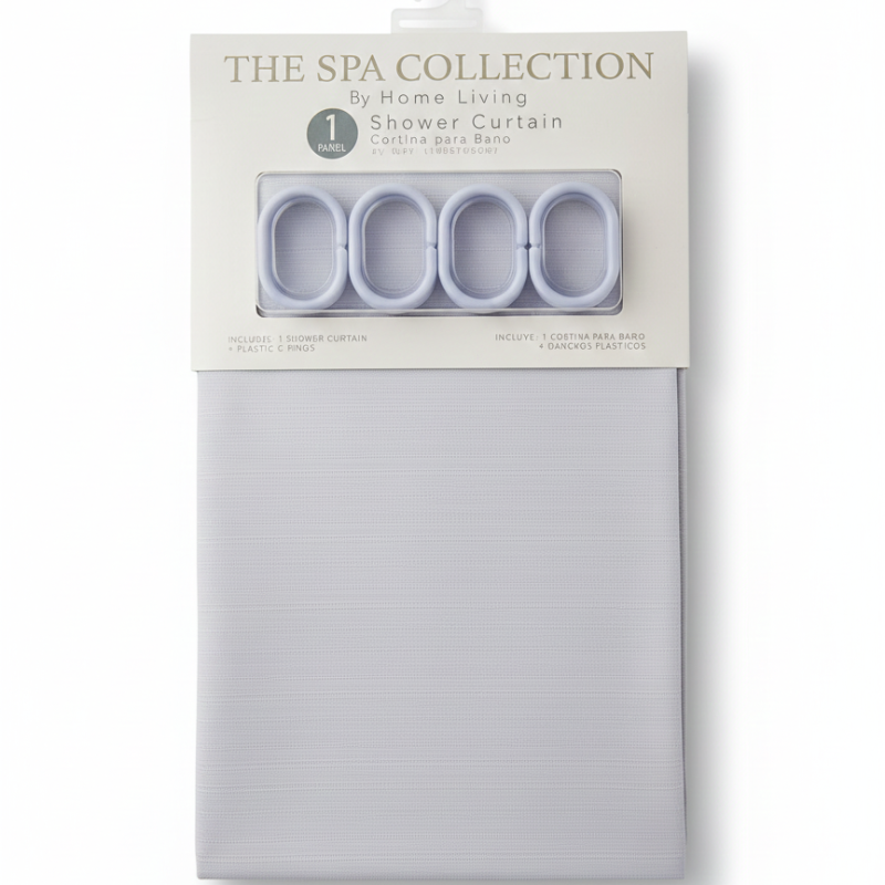 cortina para baño the spa colletion mas ganchos plasticos