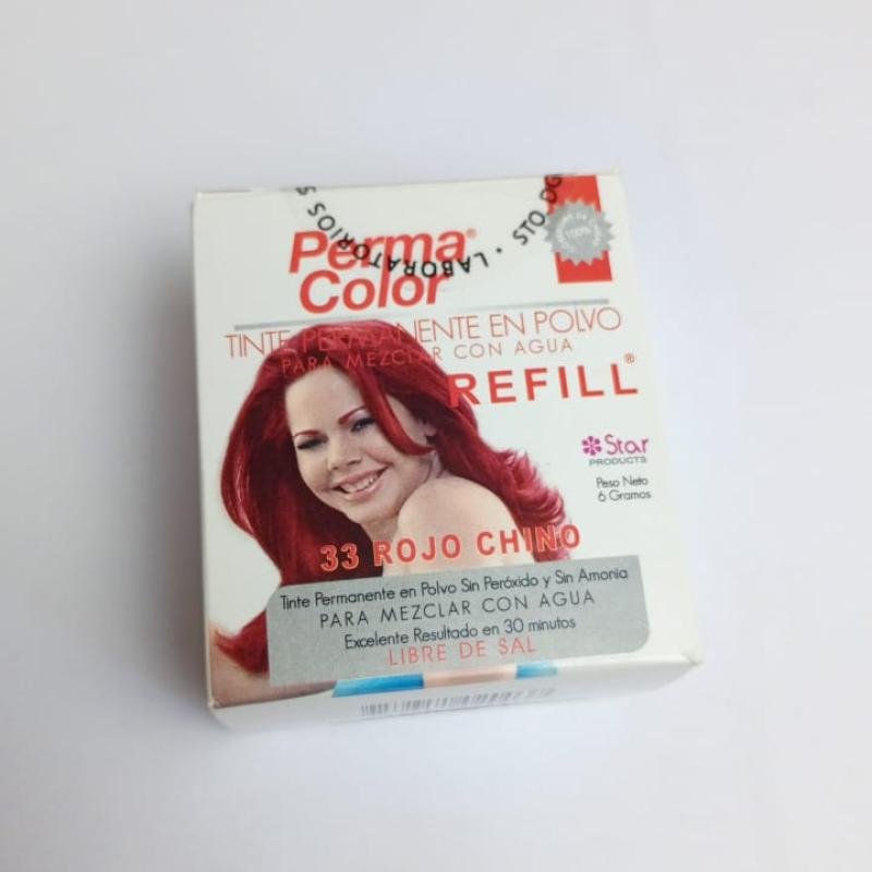 tinte permanente en polvo perma color rojo chino